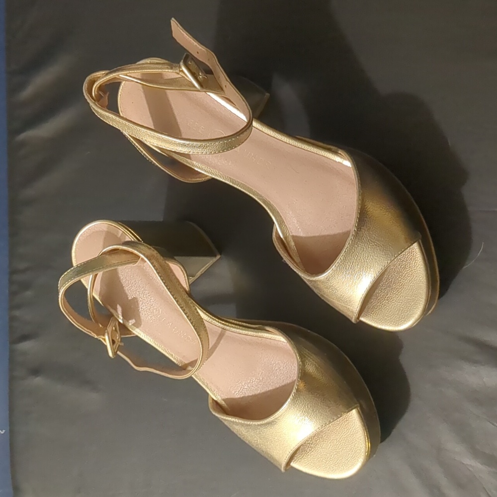 Chunky gold heels